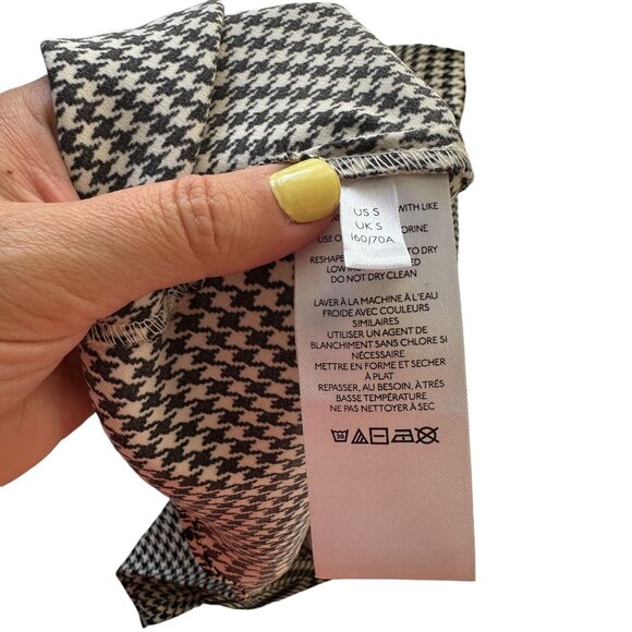 Urban Outfitters SMALL Houndstooth Black White Check Satin Long Midi Skirt - Picture 10 of 11